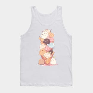 Foodiies Collection - The Happy Cuddling Double Ice Cream Cone | Kawaii Aesthetic Anime Food Design | PROUD OTAKU Tank Top